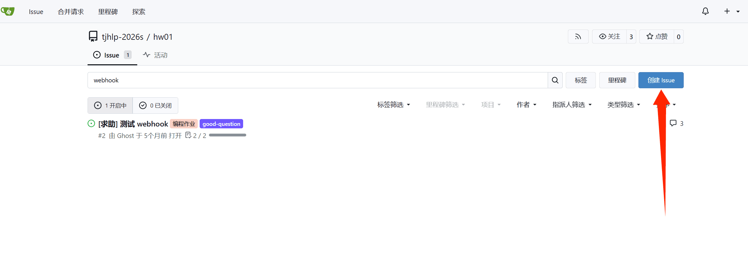创建新 Issue